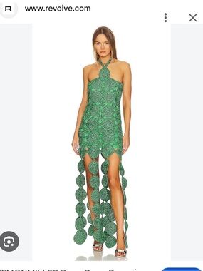 Simon Miller Emerald Green Crochet Maxi Skirt with Fringe